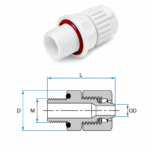 PVDF Male Barb Block Connector (with O-Ring)